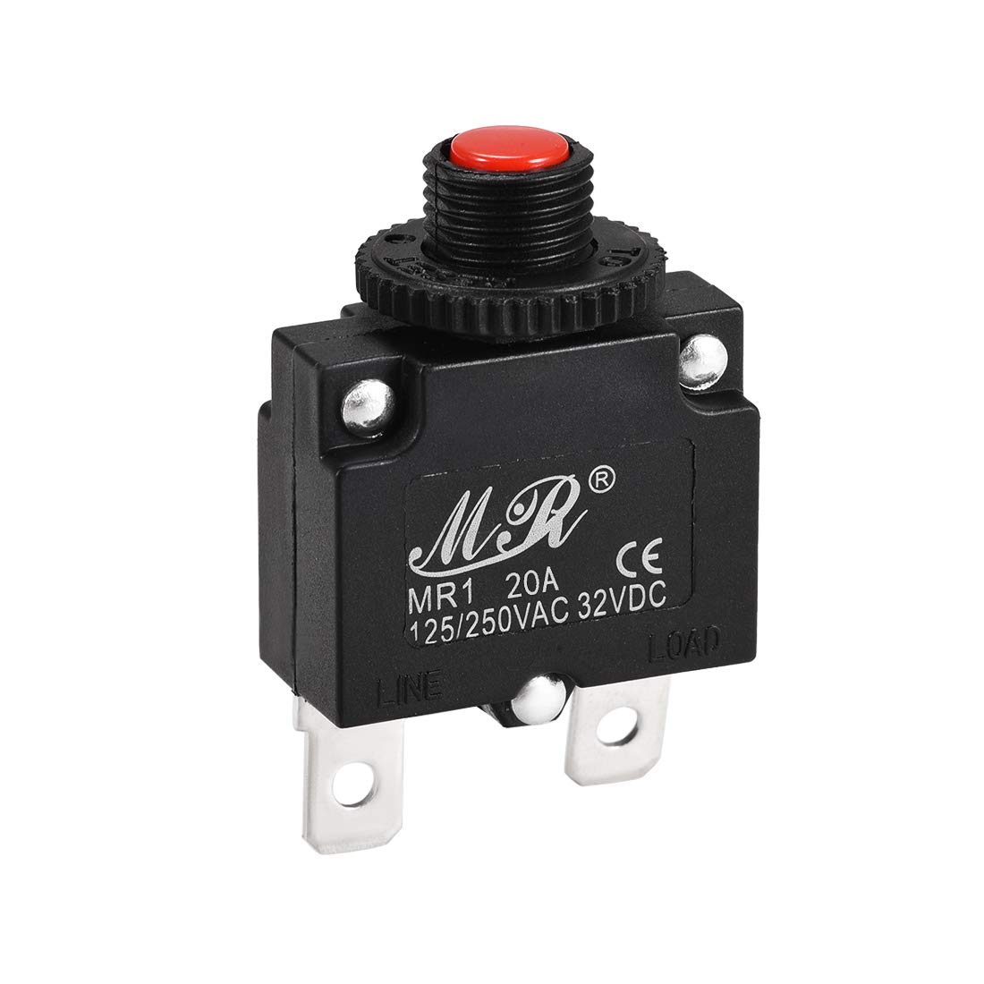 Sourcingmap Thermal Circuit Breaker 20 Amp Push Button Reset Overload Protector 125/250V AC 32V DC with Quick Connect Terminal