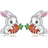 HOOHWE Animal Earrings 925 Sterling Silver Capybaral Cow Bunny Stud Earring for Women Capybara Jewelry Animal Earrings Jewelry