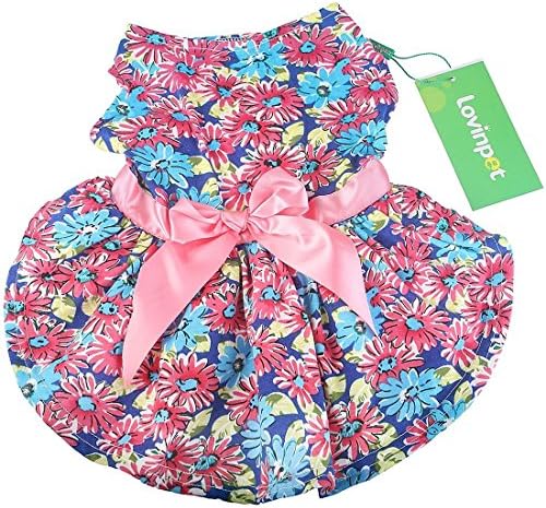 LovinPet Dog Dress Dog Clothes Cozy Dog Shirt Pet Dresses with Bow