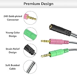 MillSO Headphone Splitter for Computer CTIA 3.5mm