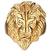 SAINTHERO Men's Vintage 316L Stainless Steel Gold Lion Head Rings Heavy Metal Rock Punk Style Gothic Biker Ring Size 7-14