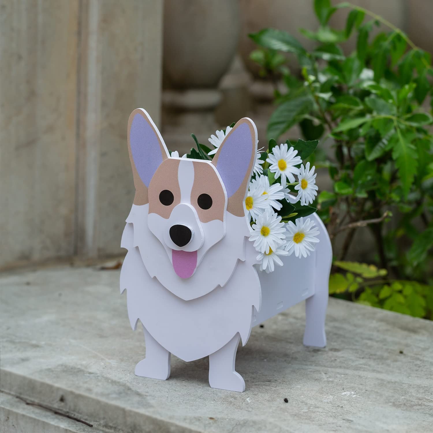Gochoi Small Corgi Gifts Dog Planter,PVC Animal Plant Pots Outdoor Indoor Garden Planters for Succulent,Cute Rectangular Plant Flower Pots Decor S Corgi