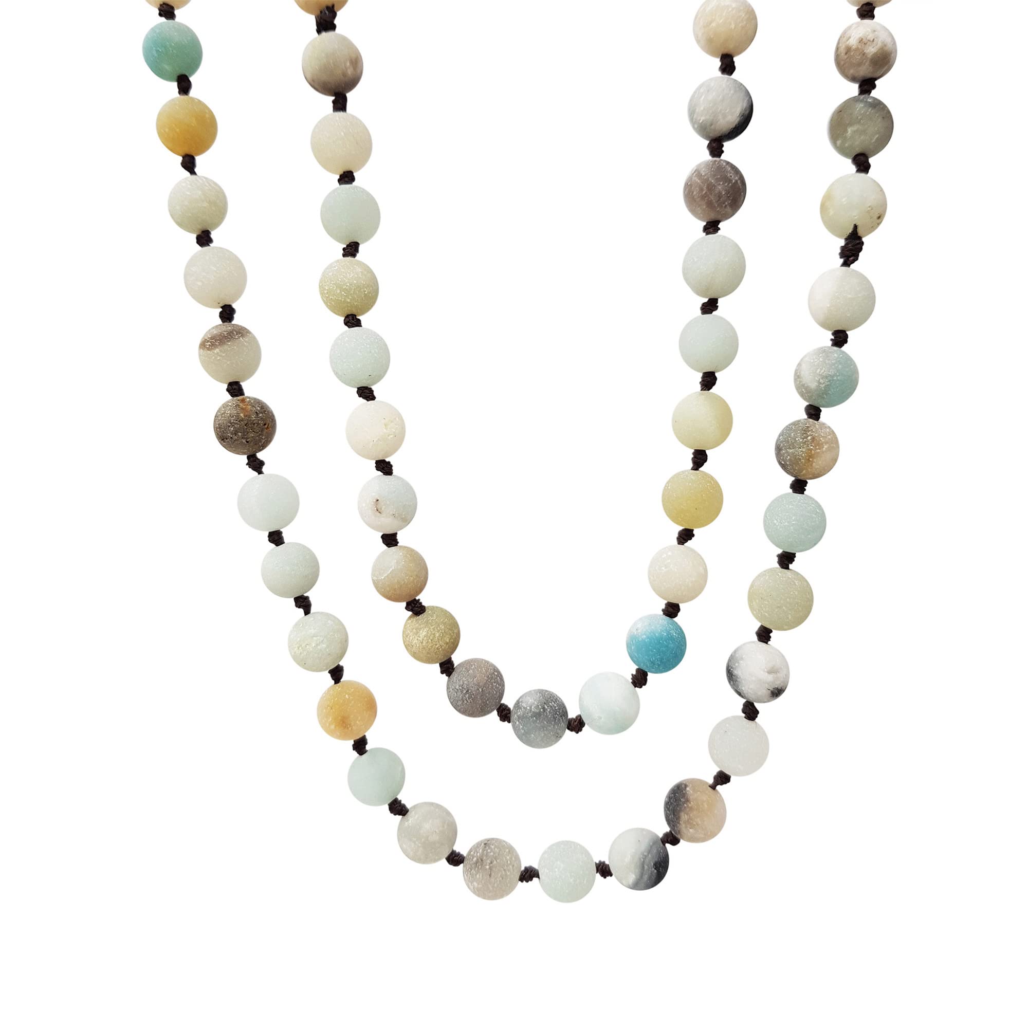 Treasure Bay Freestyle 8mm Natural Amazonite Gemstone Beaded Necklace 120cm, Womens Gemstone Necklace