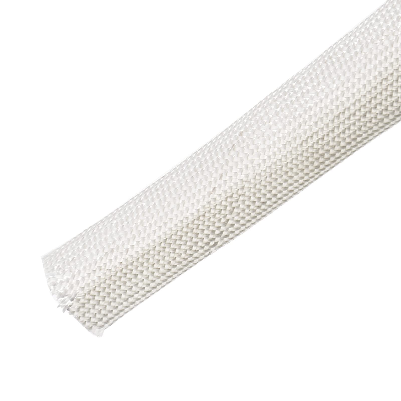 DMiotech 16mmx5m Fiberglass Sleeve Insulating Small Lines Fabric Tubing for Wire Protecting with Resin White
