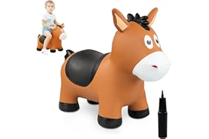 ZOOJOY Bouncy Horse Hopping Toys, Inflatable Animal Horse Toys for Toddlers 1-3, Outdoor Indoor Bounce and Ride On Bouncer for Boys Girls, Birthday Gifts for 18 Months 2 3 4 5 6 Year Old with Pump