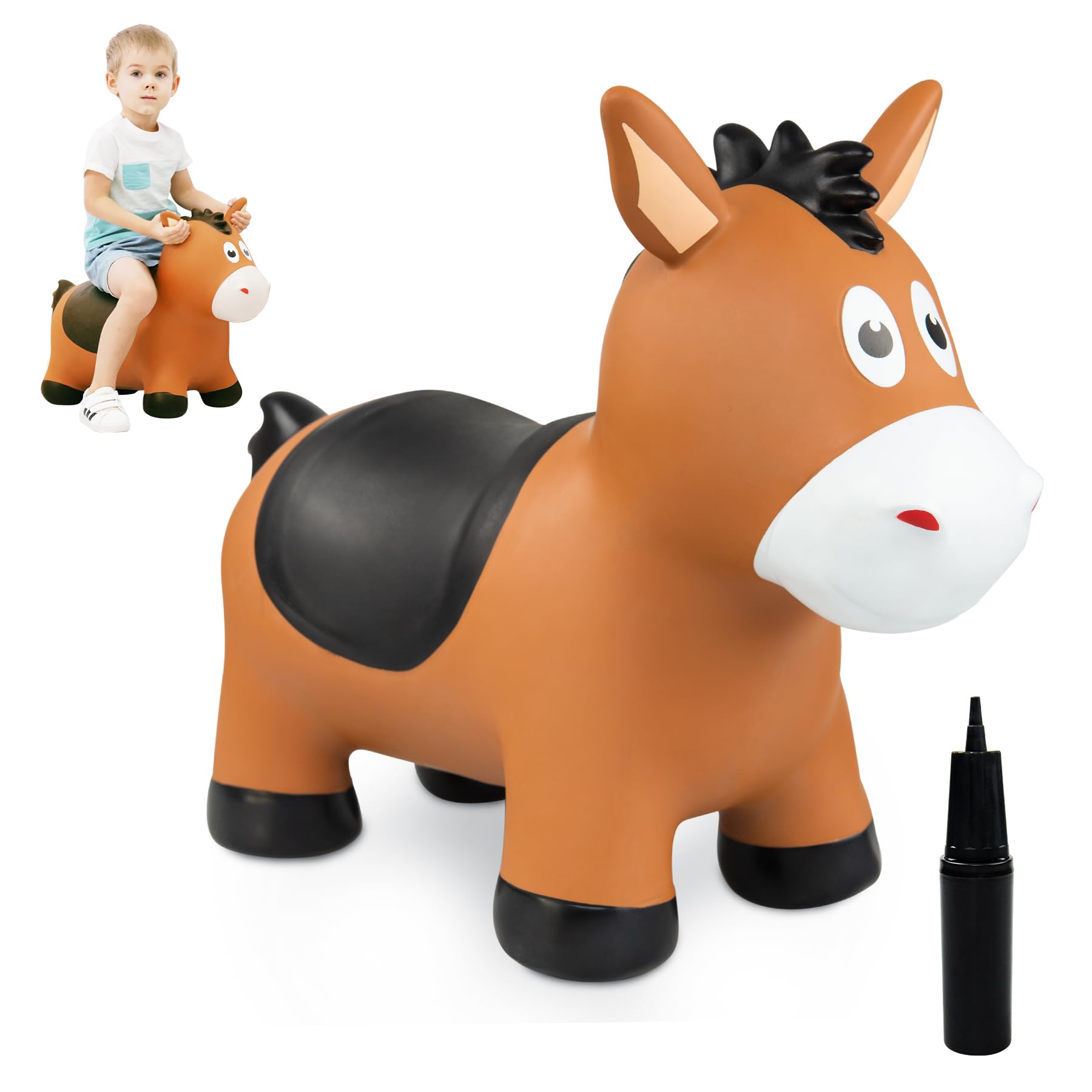 Photo 1 of ZOOJOY Bouncy Horse Hopping Toys, Inflatable Animal Horse Toys for Toddlers, Outdoor Indoor Bounce and Ride On Bouncer for Boys Girls, Birthday Gifts for 18 Months 2 3 4 5 6 Year Old with Pump