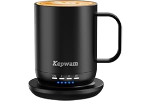Kepwam Heated Coffee Mug T1-14oz Fast Heating & Longer Battery Life Self Heating Coffee Mug Hot to 149℉ - Touch & App Controlled Mug Coffee and Hot Beverage Warmer, Gifts for Women and Men
