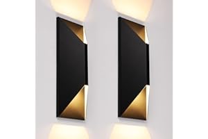 LEONLITE Dimmable LED Up Down Wall Light, 100-277V, CRI 90+, IP65 Waterproof, 10%-100% Dimmable for Commercial Outdoor, 14 Inch Modern Porch Light, 3000K, Pack of 2