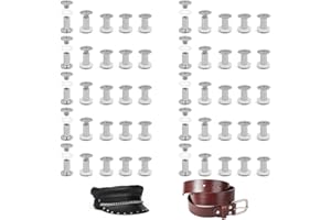 MABAHON 50 Set Leather Rivets Chicago Button Binding Screws Metal Rivet M5 x 10mm Leather Screws Fasteners Set Screw for Belt