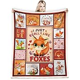 Juirnost Fox Blanket - Super Soft Fleece Cozy Plush Fox Pattern Blanket Gifts for Couch, Sofa, Bed - 50"x60"