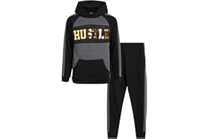Quad Seven Boys’ 2 Piece Fleece Jog Set with Embossed Foil Hooded Sweatshirt and Jogger Pants