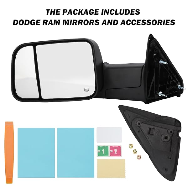 MOFOAP DRIVER SIDE MIRROR COMPATIBLE WITH 2009-2018 DODGE RAM 1500,2010-2018 DODGE RAM 2500 3500,TOW MIRRORS WITH POWER GLASS HEATED TURN SIGNAL LIGHT PUDDLE LAMP(BLACK)