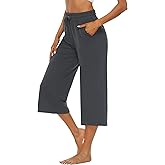 OYANUS Capris for Women Casual Summer Loose Comfy Drawstring Wide Leg Capri Pants with Pockets
