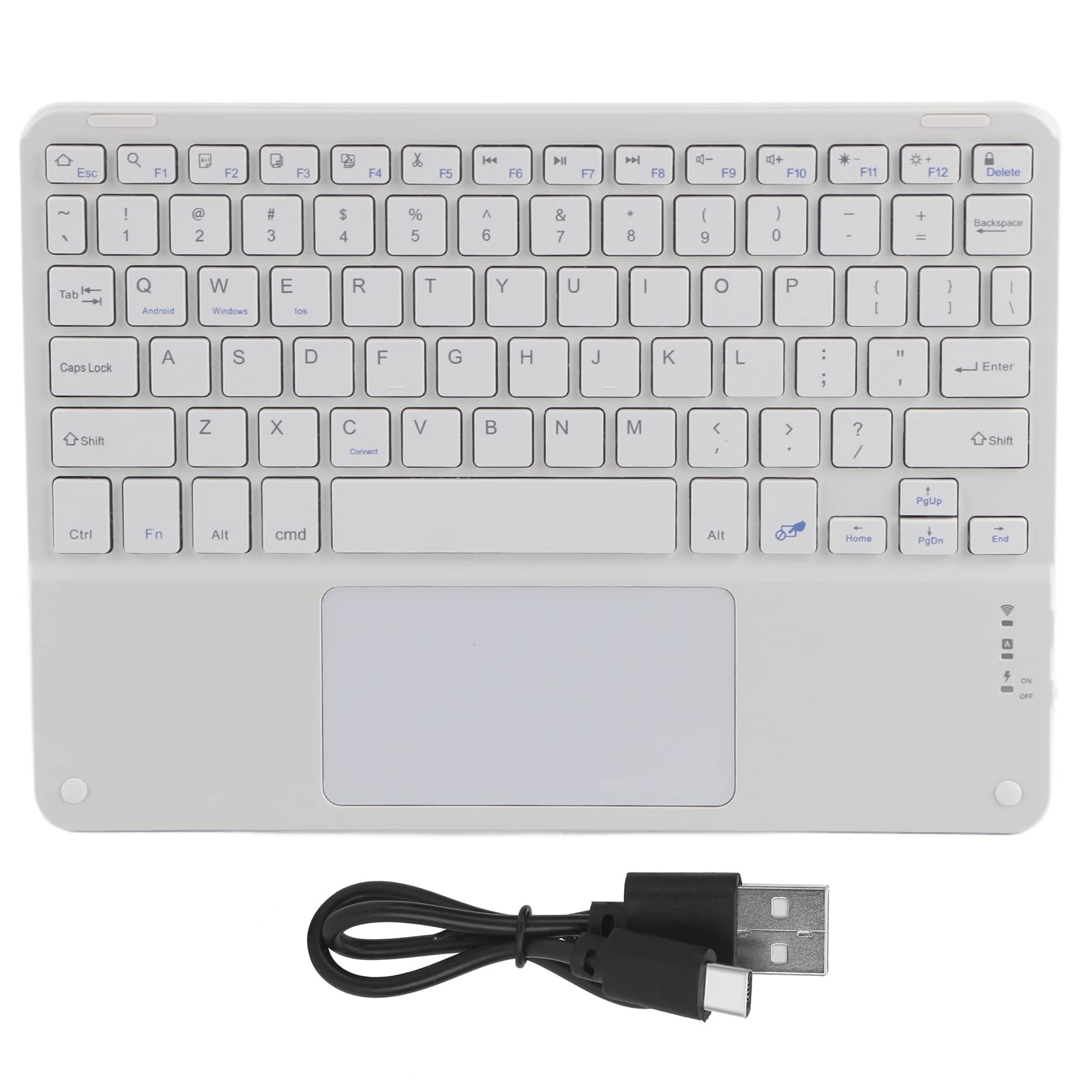 ciciglow Ultra-Slim Bluetooth Keyboard,Rechargeable Bluetooth Multi‑Function Keyboard with Sensitive Touchpad,Waterproof and Dustproof Compatible with Smartphones,Tablets,Laptops(White)
