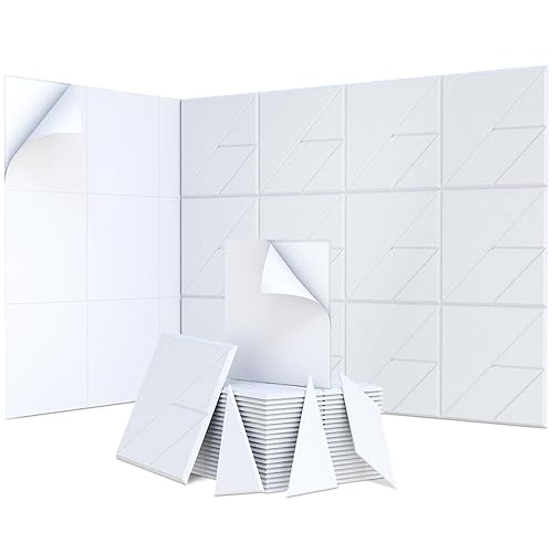 21 Pack Self-Adhesive Sound Proof Foam Panels for Walls, Acoustic Panels Sound Absorbing Foam Soundproof Dampening Panel Acoustic Wall Panels Art Noise Canceling Panel for Studio Room Offices White