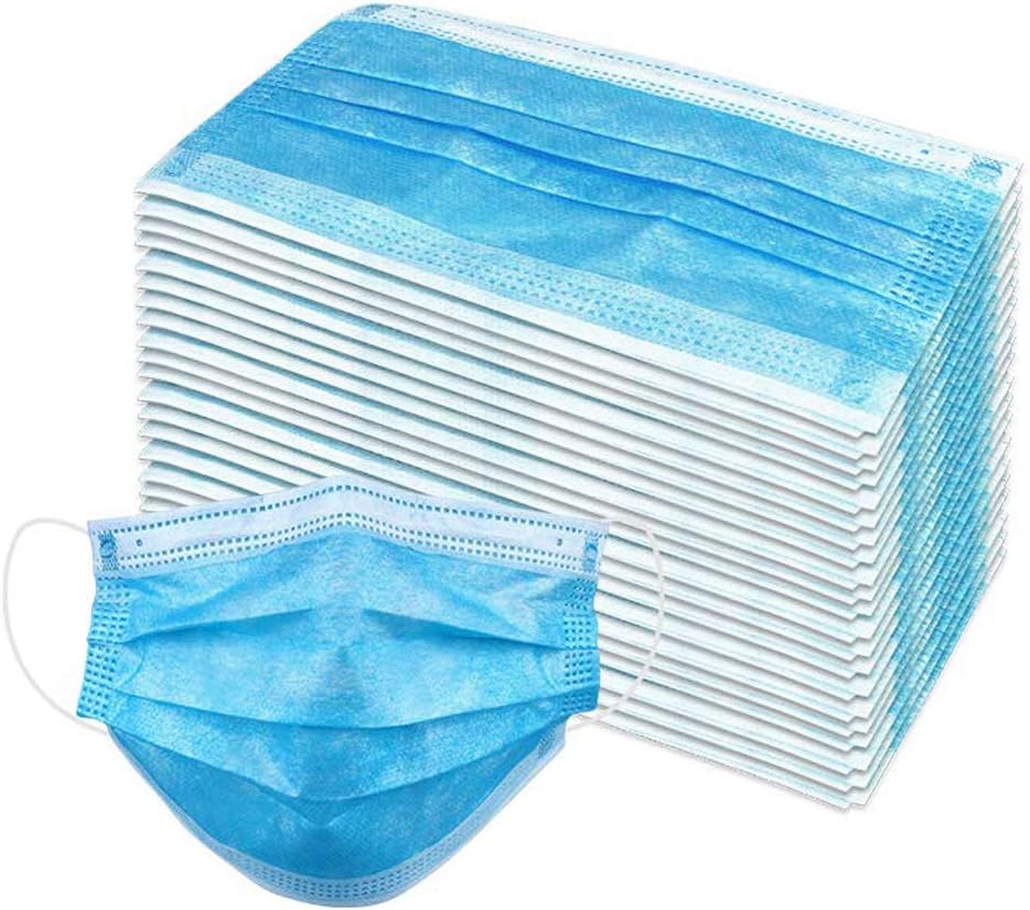 FD Sanitary Masks, Blackbox 50 Pack 3-Ply Blue Disposable Earloop Face Mask Medical Surgical Mouth Masks for Dust, Flu, Mouth, Dental, Cleaning, Travel, Antiviral Anti Pollen, Allergy Mask (50pcs)