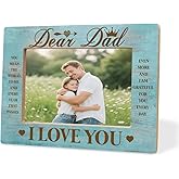 XHWLYN Wooden Photo Frame Decor Gift For Dad Dear Dad You Mean The World To Me Heartfelt Father’s Day Birthday Thanksgiving Christmas Gift For Father Photo Frame To Home Office Table Decor 8X6 Inches