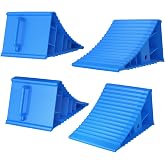 LEIDGG 4Pack Wheel Chocks for RV Trailer Non Slip Heavy Duty Blue Camper Wheel Chocks with Handle for Easy Removal Polypropyl