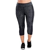 "JUST MY SIZE Womens Active Blocked Capris, 2X, Spot on Slate Grey/Black Piecing"