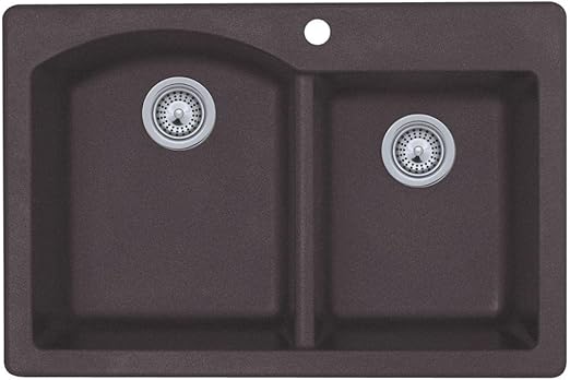 Swanstone Qz03322db 077 Granite 1 Hole Dual Mount Double Bowl