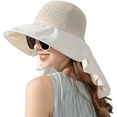Sun Hat for Women UPF 50+ UV Sun Protection Wide Brim Foldable Summer Beach Bucket Cap with Neck Flap Outdoor
