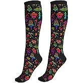 Figtihw Tie Dye Compression Socks Knee High Support Socks For Women Men Running Athletic Hiking