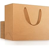 EUSOAR Extra Large Kraft Gift Bags,16"x6"x12" 25 pack Brown Paper Handle Craft Shopping Bags in Bulk, for Retail, Restaurant, Business, Party Favor, Grocery, Boutique, Birthday, Wedding, Baby Shower