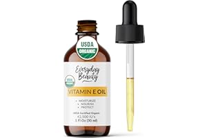Organic Vitamin E Oil – Certified Organic Blend of Vitamin E - Deeply Hydrating Care for Face, Skin, Hair, Scars – Antioxidan