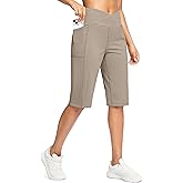 G Gradual Women's 14" Bermuda Long Shorts Knee Length High Waisted Athletic Shorts with Pockets Stretch Casual Summer Walking