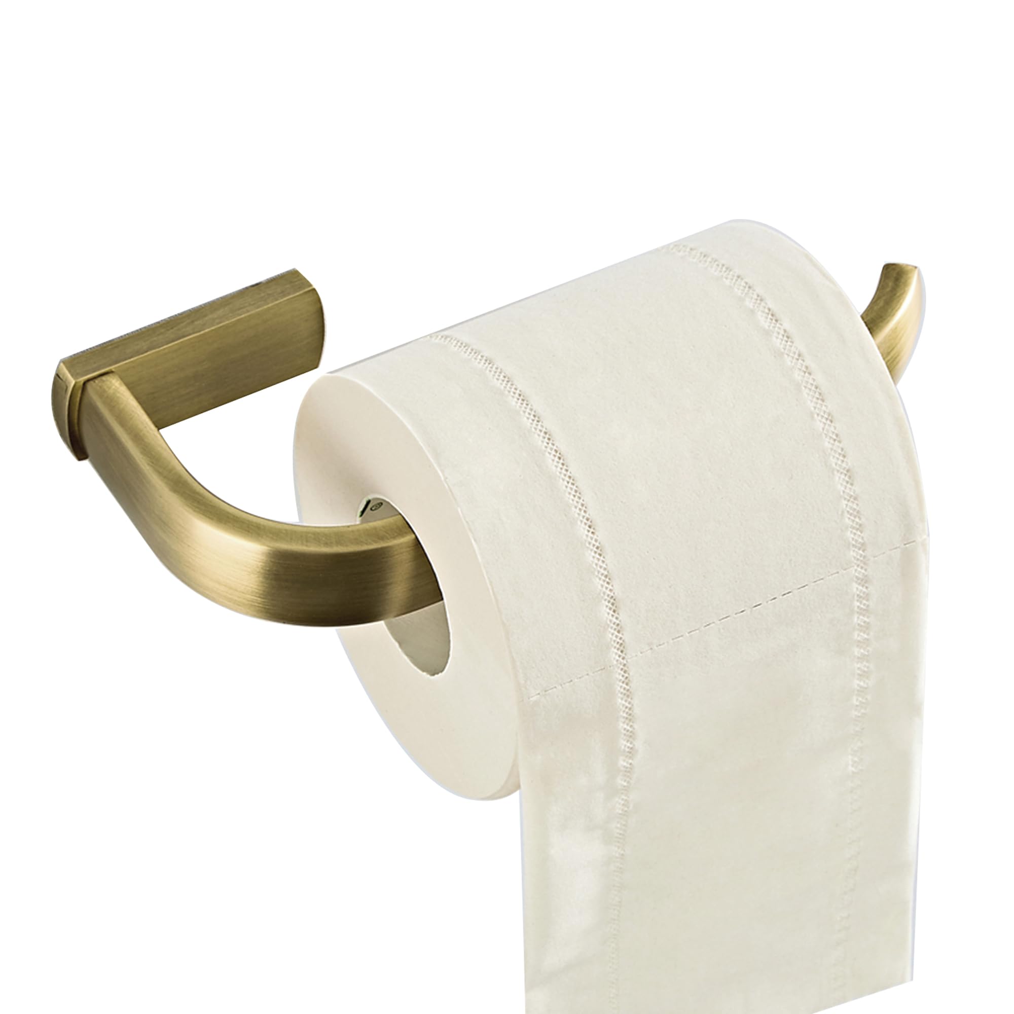 Flybath Toilet Roll Holder Antique Brass Bathroom Loo Paper Towel Stand Wall Mounted, Brushed Brass