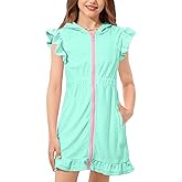 BesserBay Girls Swim Coverups Zip Up with Hood Swimsuit Cover Up Elastic Waist Quick Dry with Pockets 4-12 Years