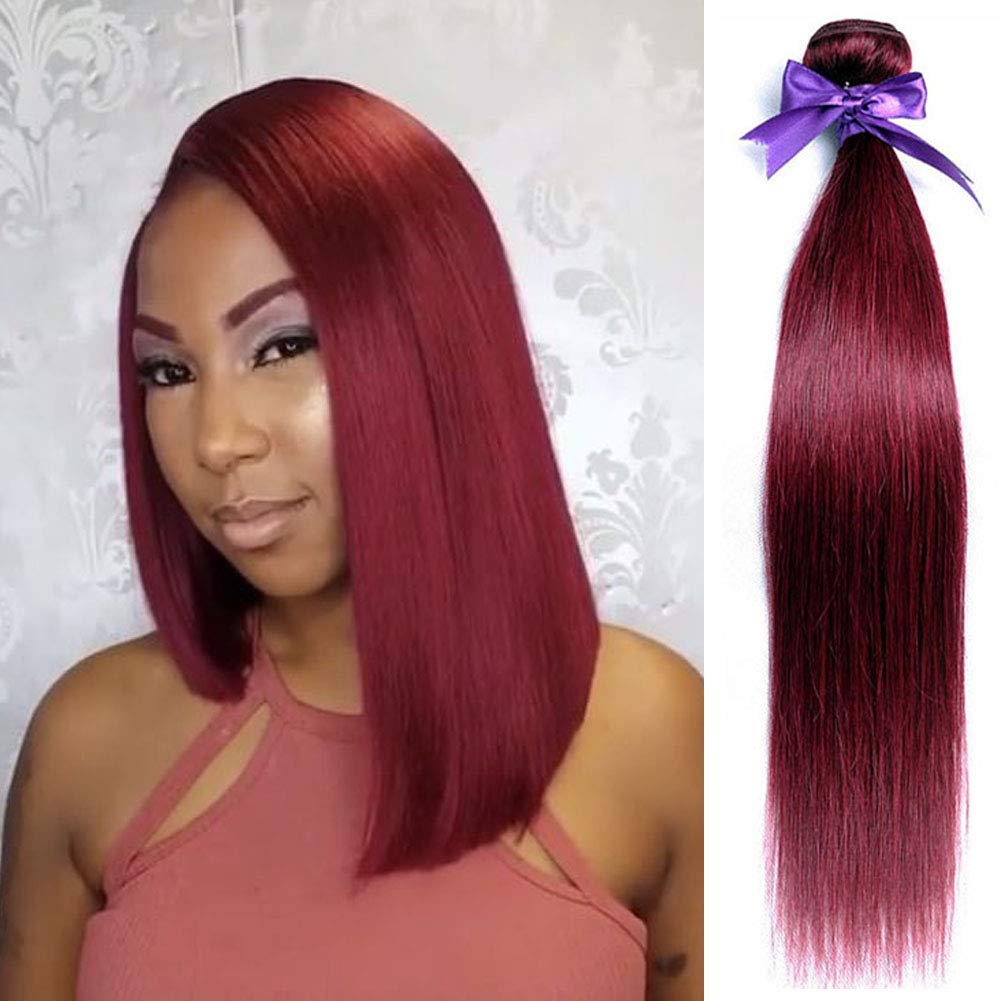 Comely Hair 10a Pure Burgundy Red Brazilian Straight Virgin Hair 99j Wine Red Color Silky Straight Remy Human Hair Weave One Bundle Hair Weft
