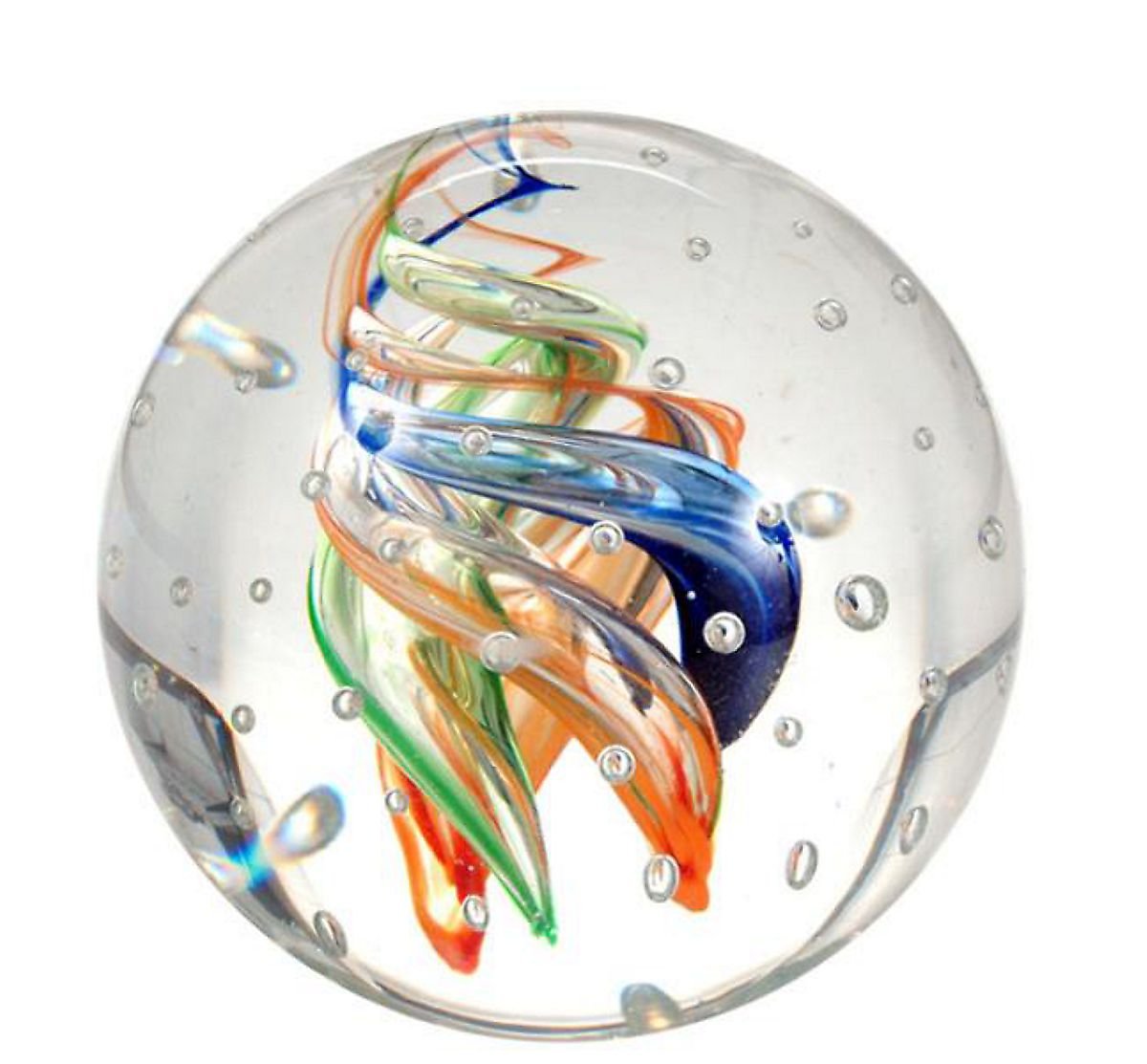 Dream Ball 172 Glass Ball, Colourful Spirals with Many Bubbles, Paperweight, Wish Ball Approx. 6.5 - 7 cm