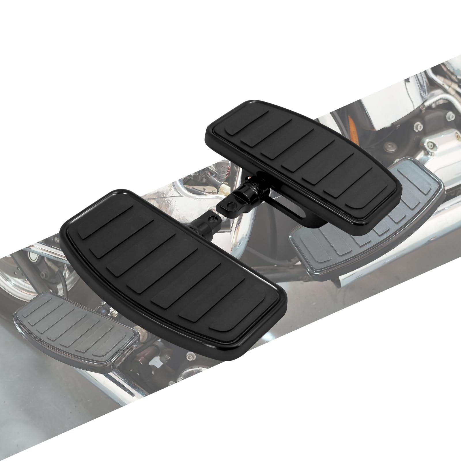 Photo 1 of HCmotorku Motorcycle Footboards Adjustable Rear Passenger Floorboard Foot Pegs Pedals Fit For Harley Touring Electra Glide Road King Softail Dyna Sportster XL 883 1200 (Black)