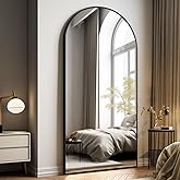 Easly Oversized Full-Body Mirror, 76" x 34" Arched Full-Length Mirror, Black Metal Frame, Floor Mirror for Bedroom, Living/Dressing Room, Gym - Stand/Wall Mounted/Leaning