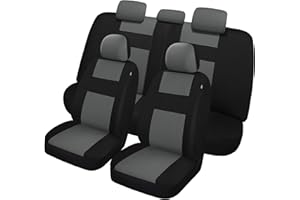 VarCozy Car Seat Covers Full Set, Breathable Cloth Front and Rear Split Bench Seat Covers for Car, Universal Cloth Seat Covers for SUV Sedan Van, Automotive Interior Covers, Airbag Compatible
