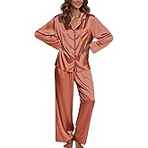 Ekouaer Pajamas For Women Set Silk Pjs 2 Piece Satin Sleepwear Long Sleeve Button Down Lounge Sets With Pant