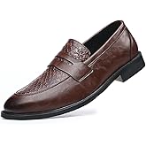 Men's Classic Retro Slip-On Penny Loafers Business Formal Casual Dress Shoes Wedding Tuxedo Leather Shoes