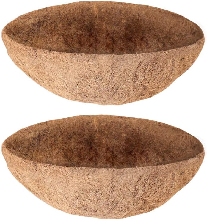 hehimhis Coco Liners for Hanging Baskets 2 Pack Coconut Bowls 20 Inch Round Coir Liner Plant Coconut Fiber Hanger Garden Decoration