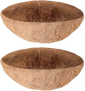 hehimhis Coco Liners for Hanging Baskets 2 Pack Coconut Bowls 20 Inch Round Coir Liner Plant Coconut Fiber Hanger Garden Decoration