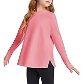 Haloumoning Girls Athletic Shirts Long Sleeve Active Quick Dry Tops Kids Gym Yoga Tees with Thumb Holes 5-14 Years