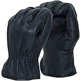 MEN`S FULL GRAIN BLACK DEERSKIN LEATHER GLOVES UN-LINED (American Fur)