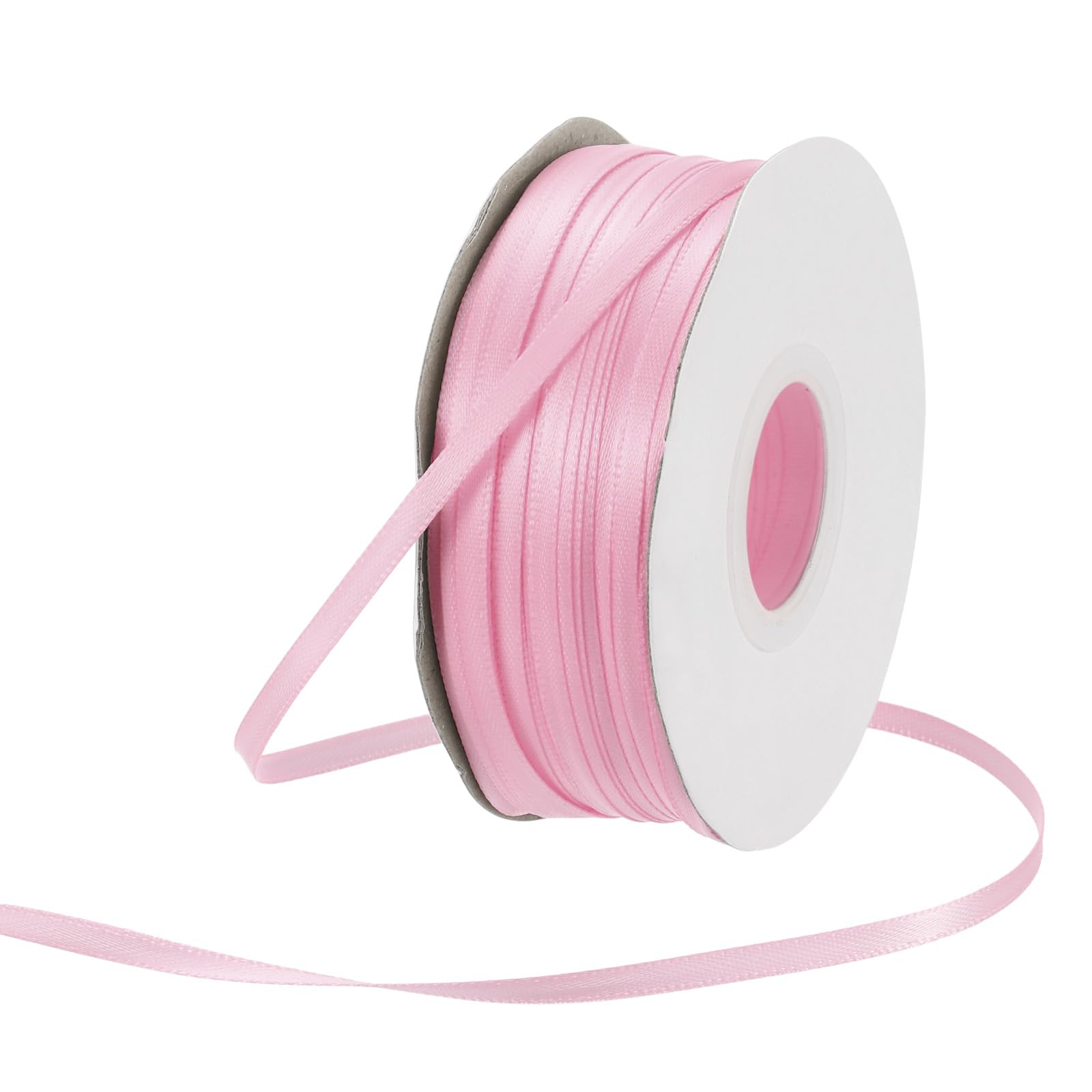Rebower 3mm Satin Ribbon 91m Thick Double Face Grosgrain Silk Ribbon, [for Gift Wrapping, Hair Bows, Wedding, Cake, Flower] - 100 Yard/300ft/ Light Pink — image 1