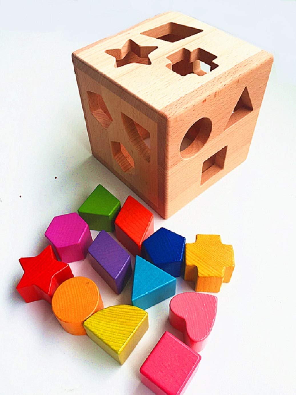 Fun World Toys Wooden toys 12 pieces Shape sorter cube - Quality wooden toys for early development