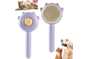 QUBCCUM Cat Brush, Pet Hair Cleaner Brush, Pet Grooming Cat and Dog Brush, Magic Pet Comb, Self Cleaning Massage Brush, Cat Grooming Brush, Cat Shedding Brush, Cat Brush for Long Short Hair (purple)