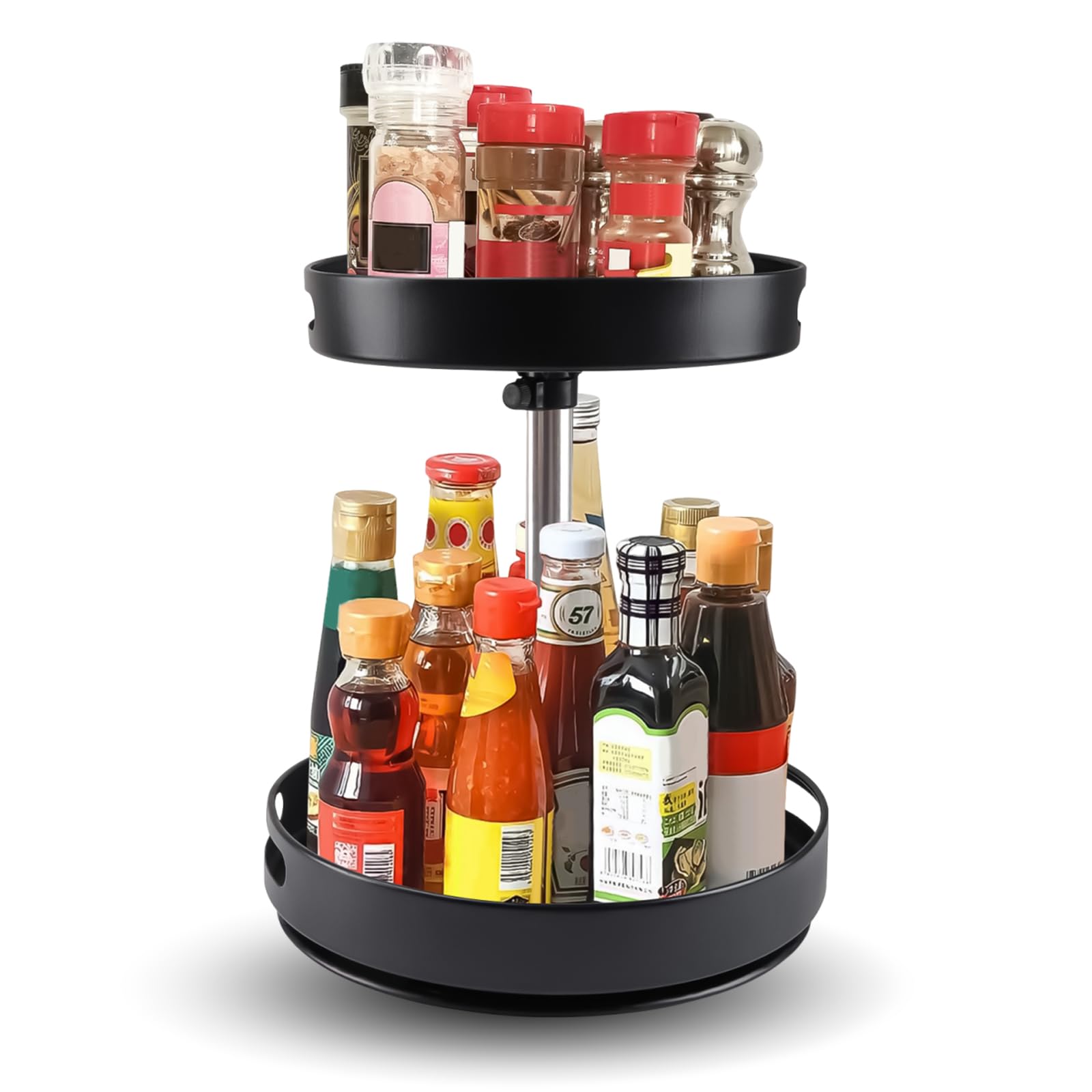 Gachiwar 2 Tier Lazy Susan Turntable Organizer, 12'' Rotating Spice Rack Organization Seasoning Rack Condiment Organizer for Cabinet, Kitchen, Pantry, Countertop
