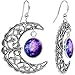 Handcrafted Silver Plated Celestial Galaxy Moon Dangle Earrings