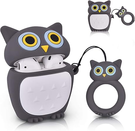 Amazon Airspo Airpodsケース かわいい漫画キャラクター シリコンairpodsケースカバー Airpods1 2充電ケース対応 グレイ Asc10 Airspo イヤホン ヘッドホンケース