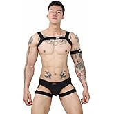 Evankin Men's Thong Underwear Sexy Outfit Legging Straps Sets Tank Tops Chest Straps Tight Fitting Underpants Set