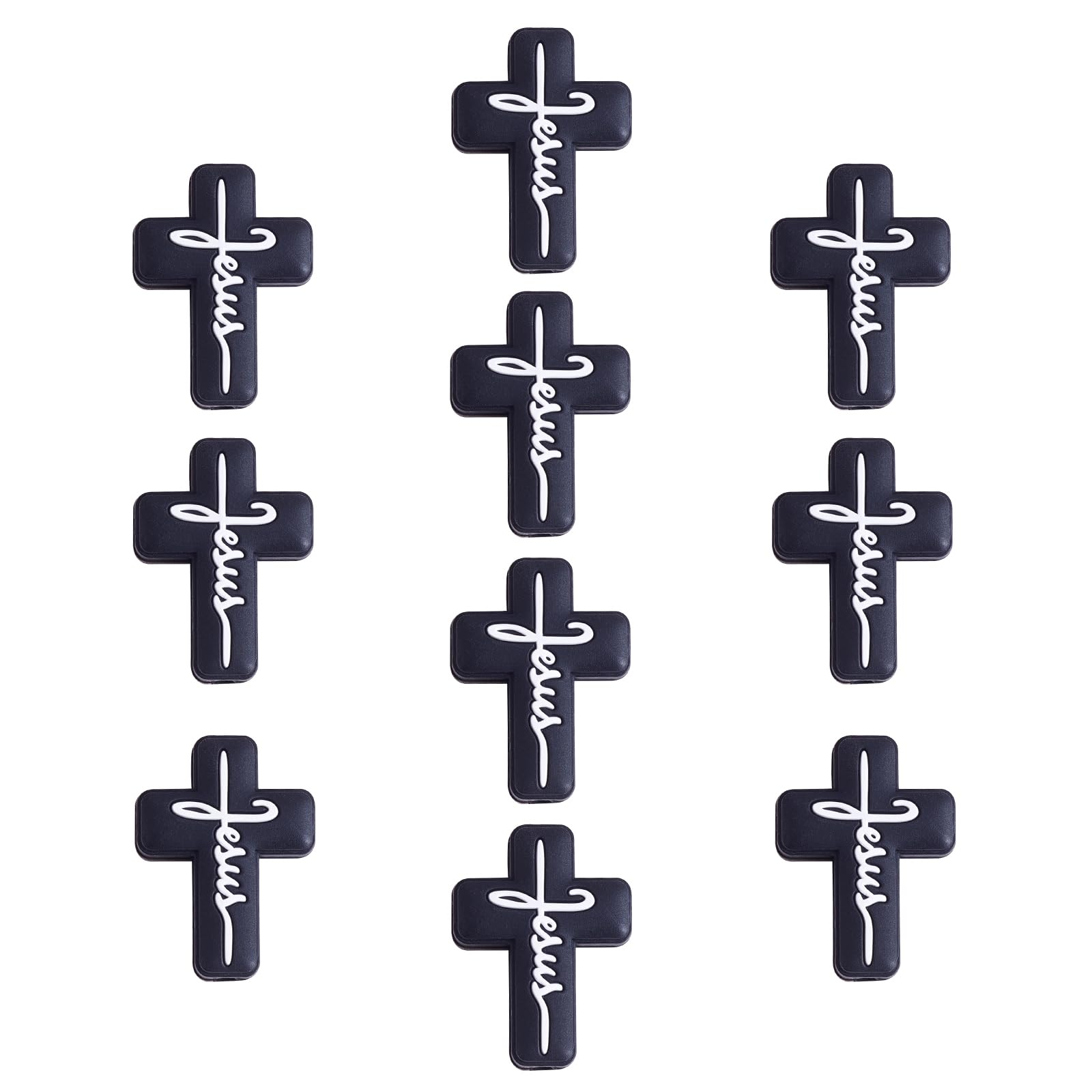 WEWAYSMILE 10pcs Silicone Round Beads Making Kit, Silicone Beads Bulk, Round Silicone Beads, for Jewelry Crafts Necklace Garland Bracelet (Jesus Cross)
